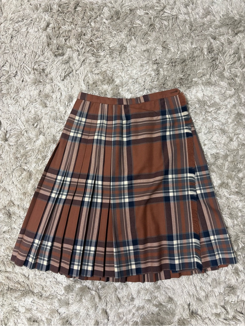 Vintage Highland Queen Pleated Brown Plaid Skirt pure wool